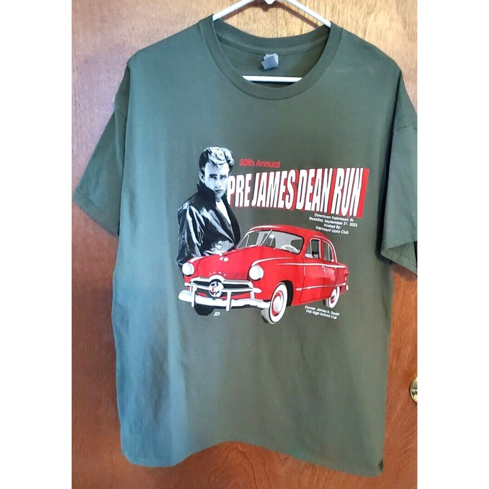 James Dean TShirt Size XL 2023 Pre Run Car Show Fairmount Green